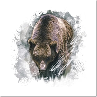 Brown Bear Grizzly Animal Wildlife Jungle Nature Adventure Watercolor Posters and Art